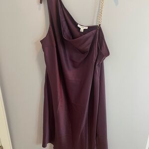 Size 2X One Shoulder Dress with Chain Strap beautiful Purple Brand New w/ Tags